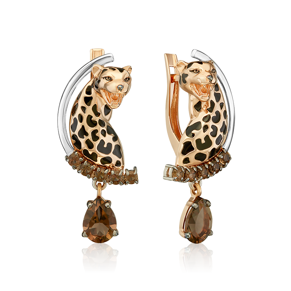 

Серьги из золота PLATINA jewelry 02-5503-00-202-1111, эмаль/раухтопаз, 02-5503-00-202-1111