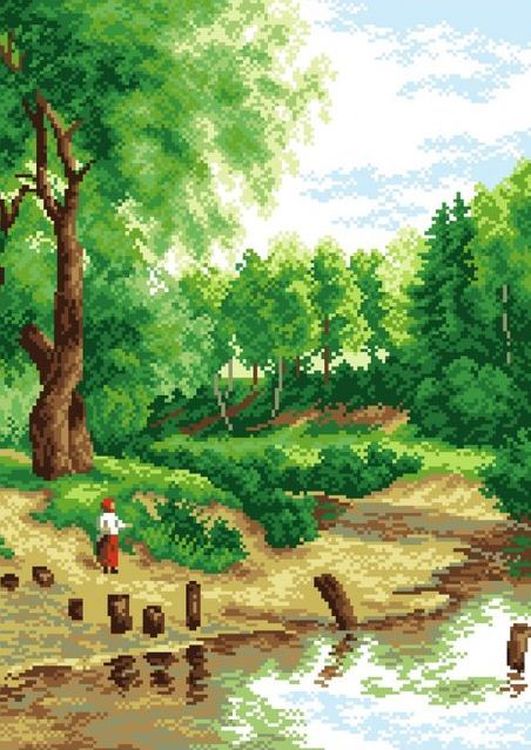 

Рисунок на ткани У реки