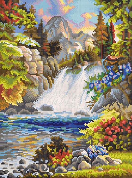 

Рисунок на ткани У водопада