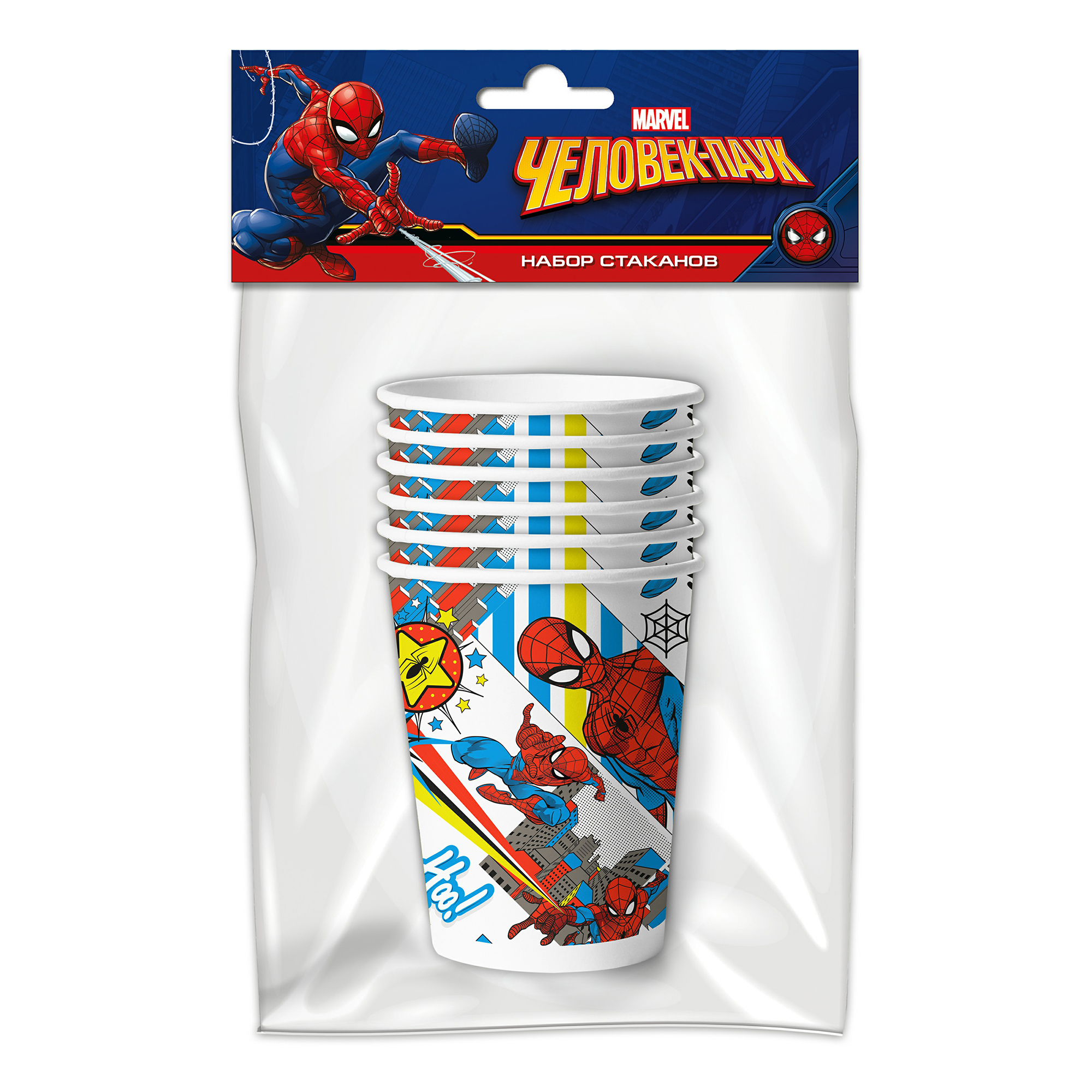Стаканы одноразовые Marvel Человек паук, бумага, 250 мл, 6 шт.