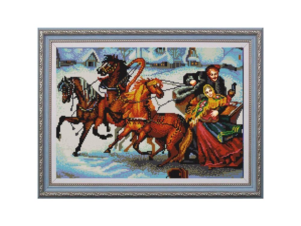 

Рисунок на ткани Тройка лошадей