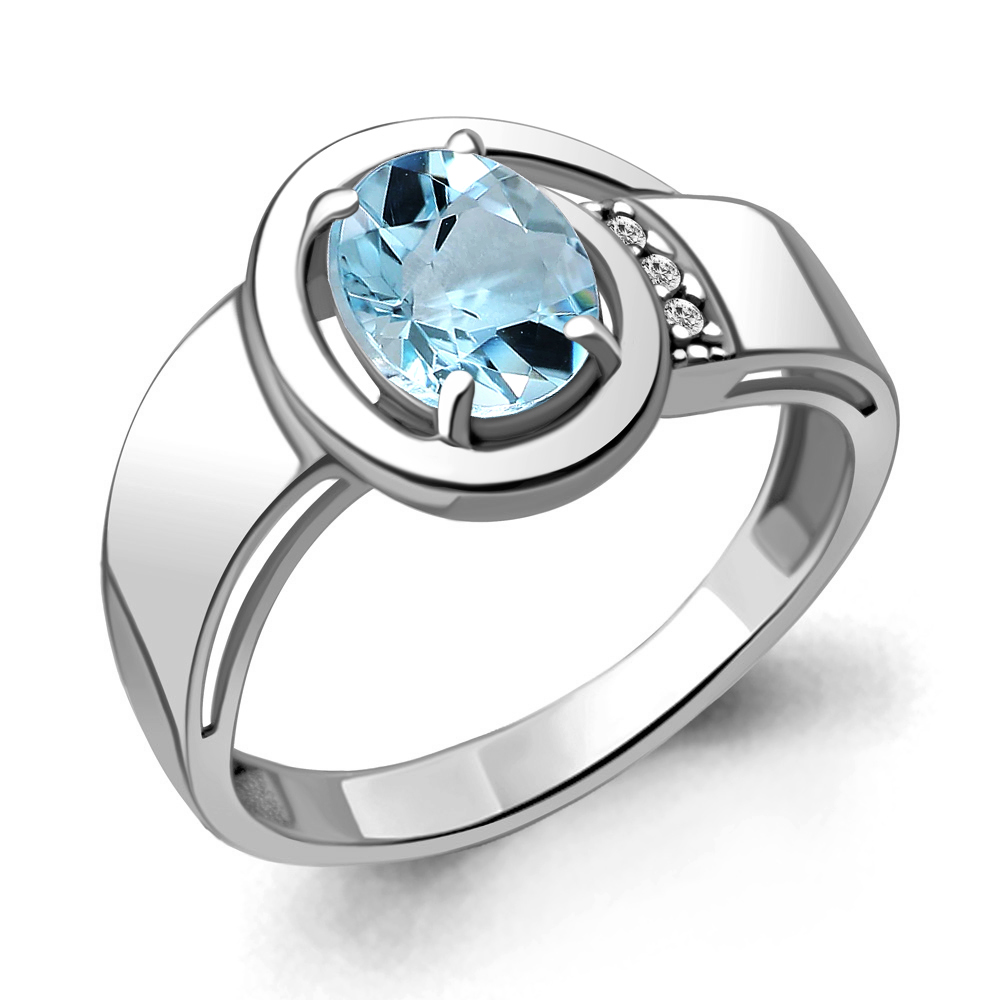 

Кольцо из серебра с топазом/фианитом р., Aquamarine 6932602А, 6932602А_925_р