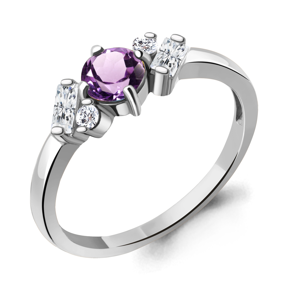 

Кольцо из серебра с аметистом/фианитом р., Aquamarine 6726504А, 6726504А_925_р