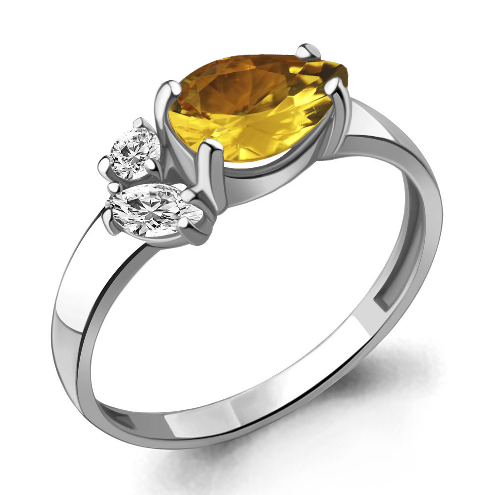

Кольцо из серебра с цитрином/фианитом р., Aquamarine 6934206А, 6934206А_925_р