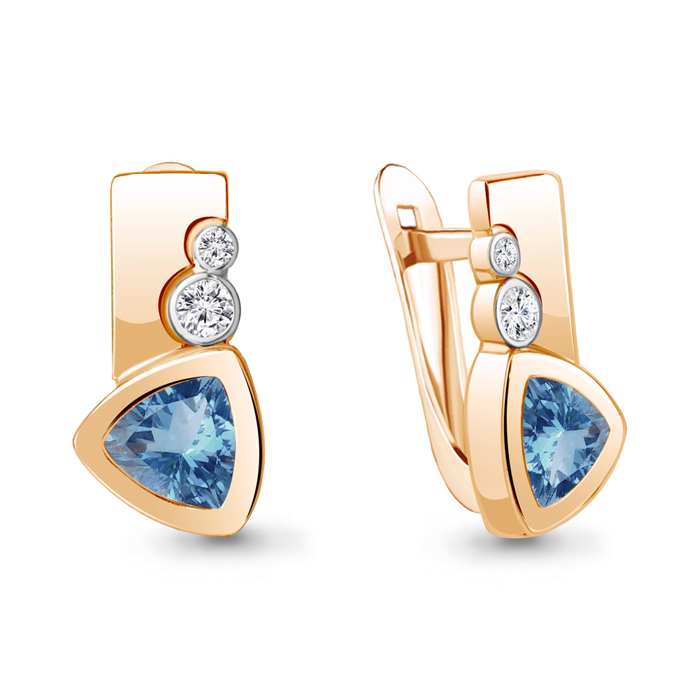 

Серьги из серебра с топазом/фианитом Aquamarine 4771205А, 4771205А_925_з