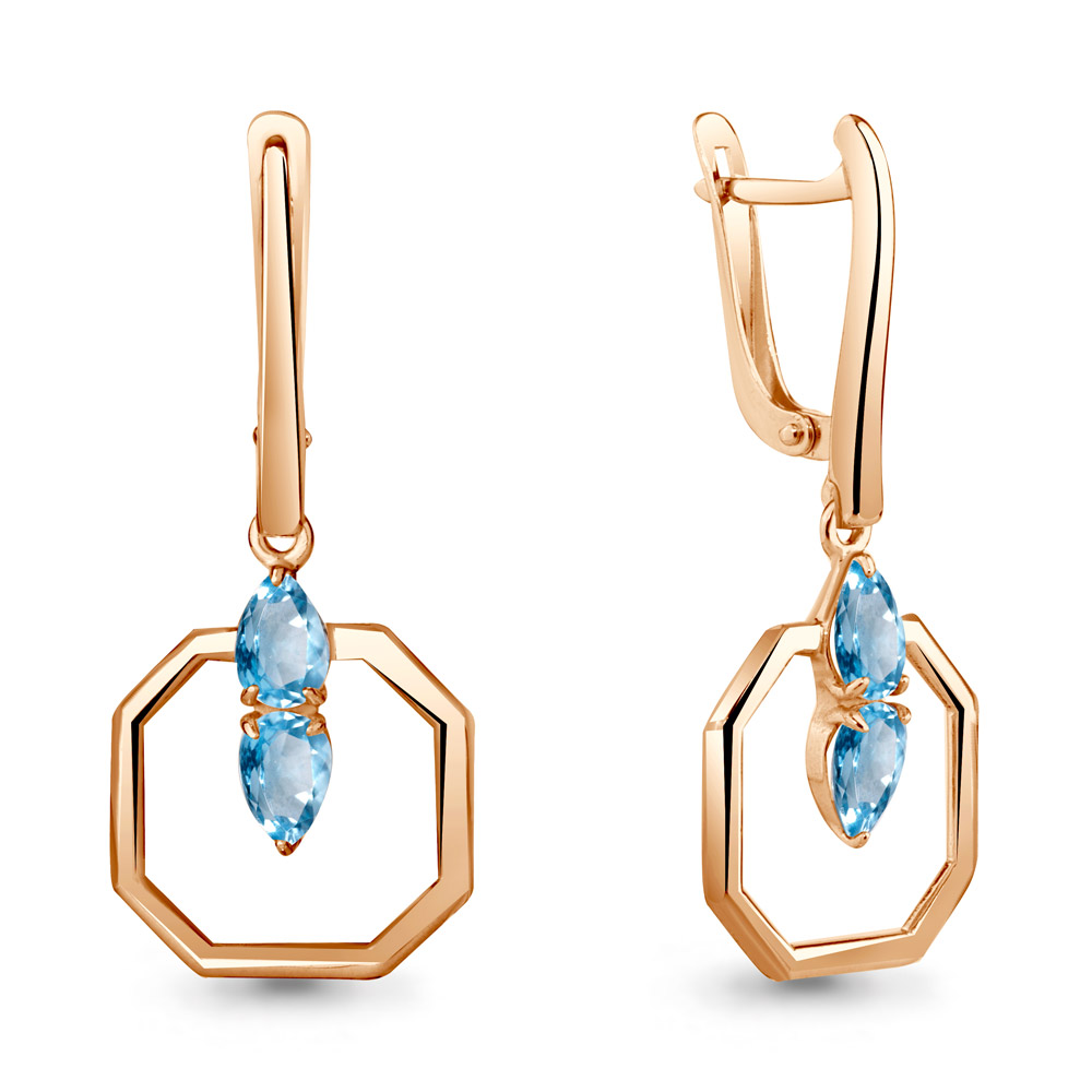 

Серьги подвески из серебра с топазом Aquamarine 4764505, 4764505_925_з