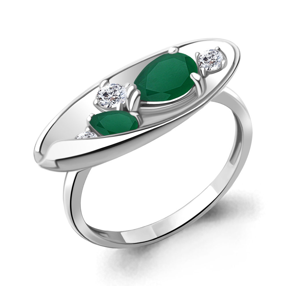 

Кольцо из серебра с агатом/фианитом р. Aquamarine 6953509А, 6953509А_925_р