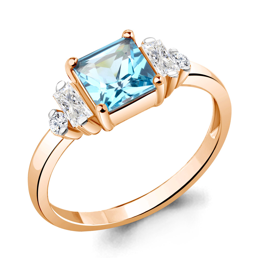 

Кольцо из серебра с топазом/фианитом р., Aquamarine 6726705А, 6726705А_925_з