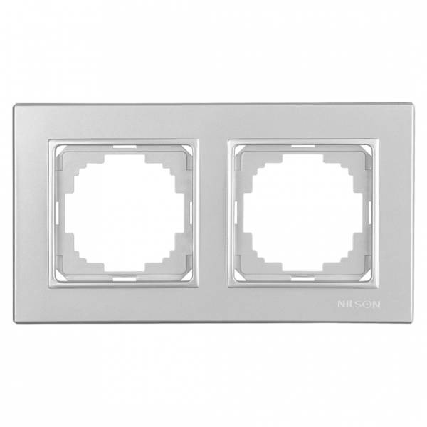 Рамка NILSON двухместная серебро Alegra metallic 25130092