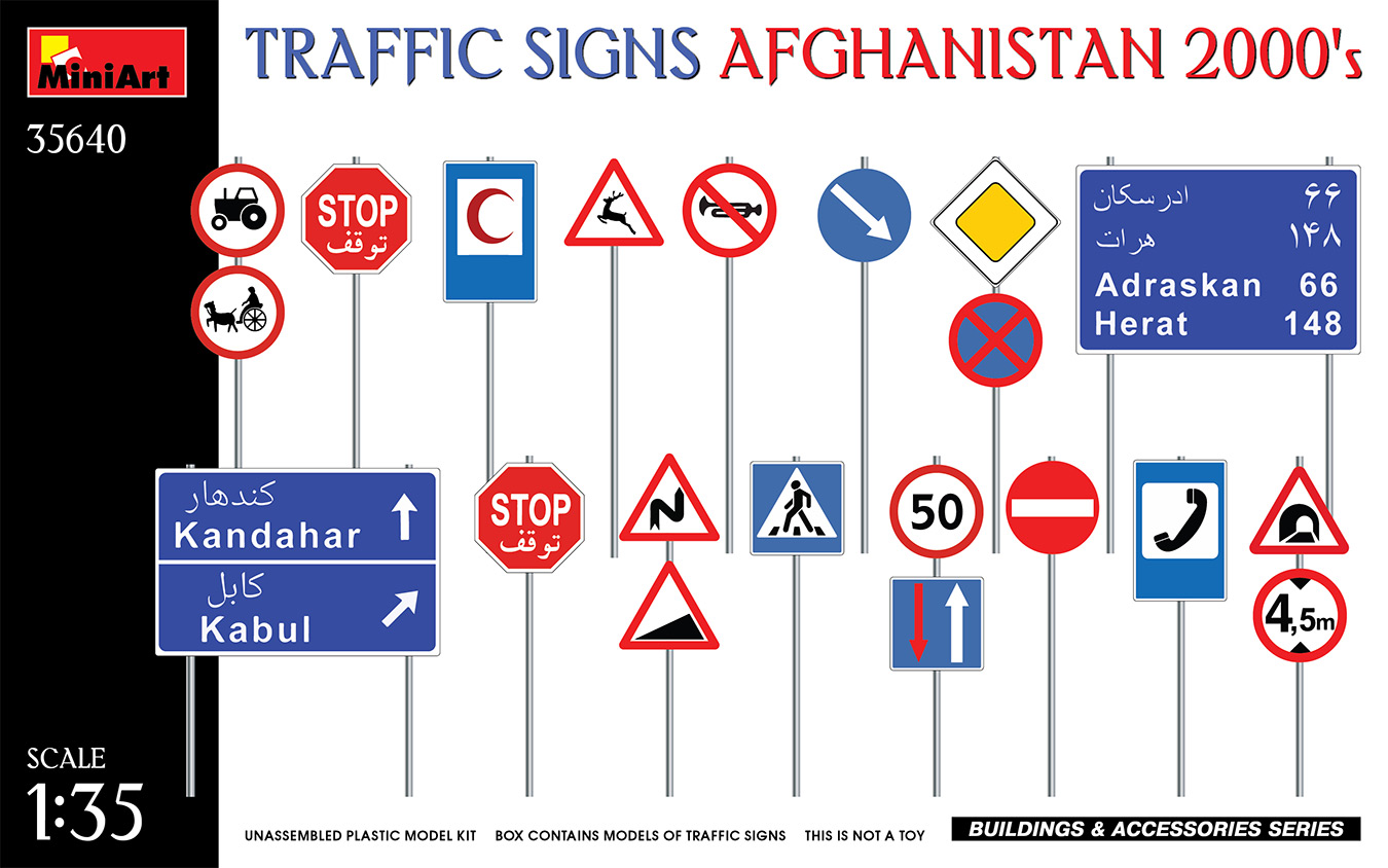 фото Сборная модель miniart 1/35 дорожные знаки. афганистан 2000-е гг. 35640
