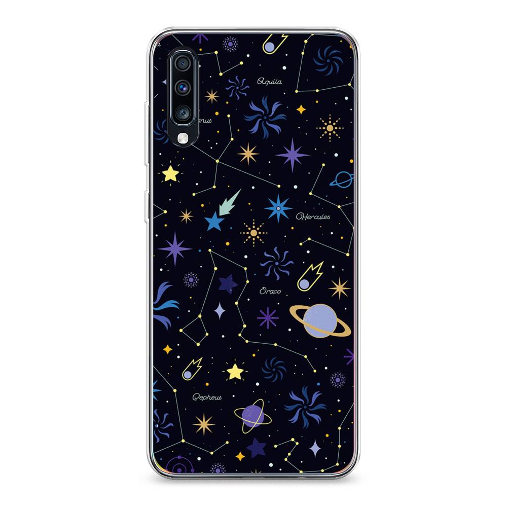 

Чехол на Samsung Galaxy A70 "Цветной космос", Желтый, 28150-2
