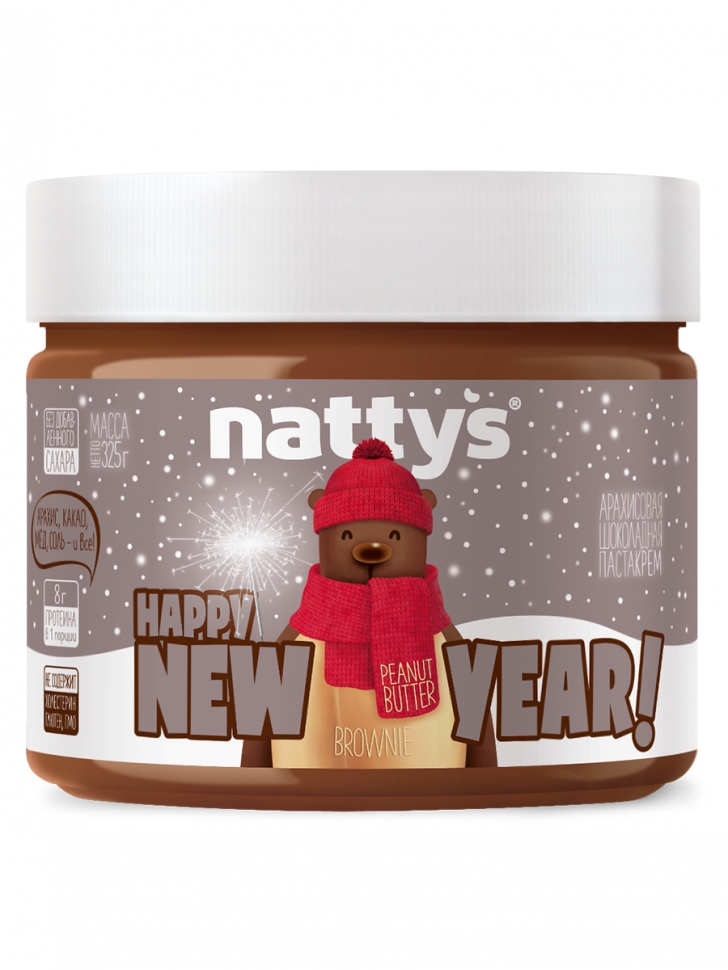 

Арахисовая шоколадная паста Nattys® brownie new year 325 г