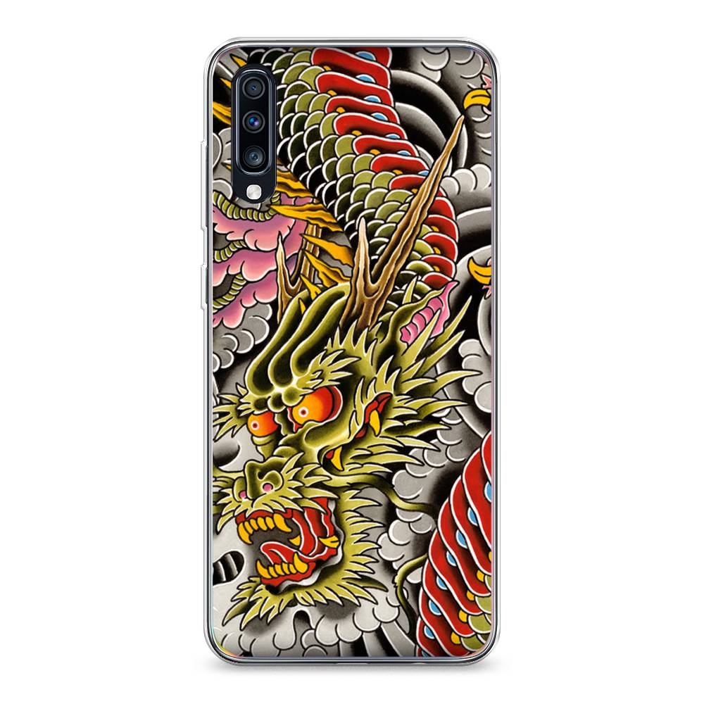 

Чехол на Samsung Galaxy A70 "Японский дракон", Желтый;розовый;красный, 28150-4