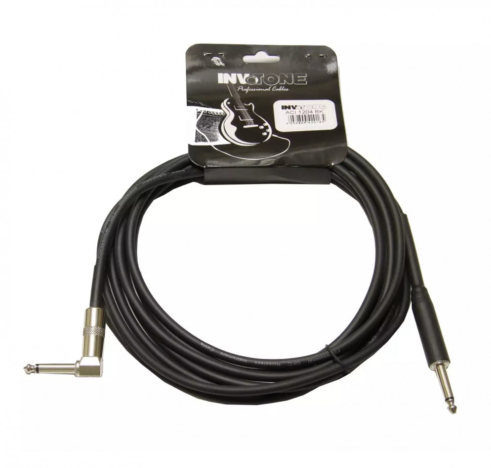 Invotone ACI1206/BK - инструментальный кабель,6.3 mono Jack, угловой 6м, черный