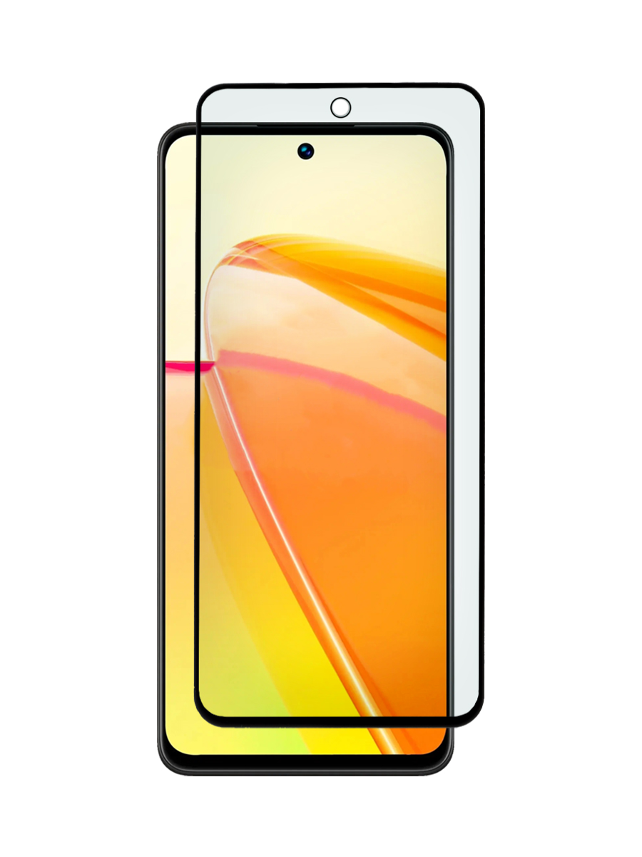 Защитное стекло для Realme C55 4G с черной рамкой, с вырезом для камеры