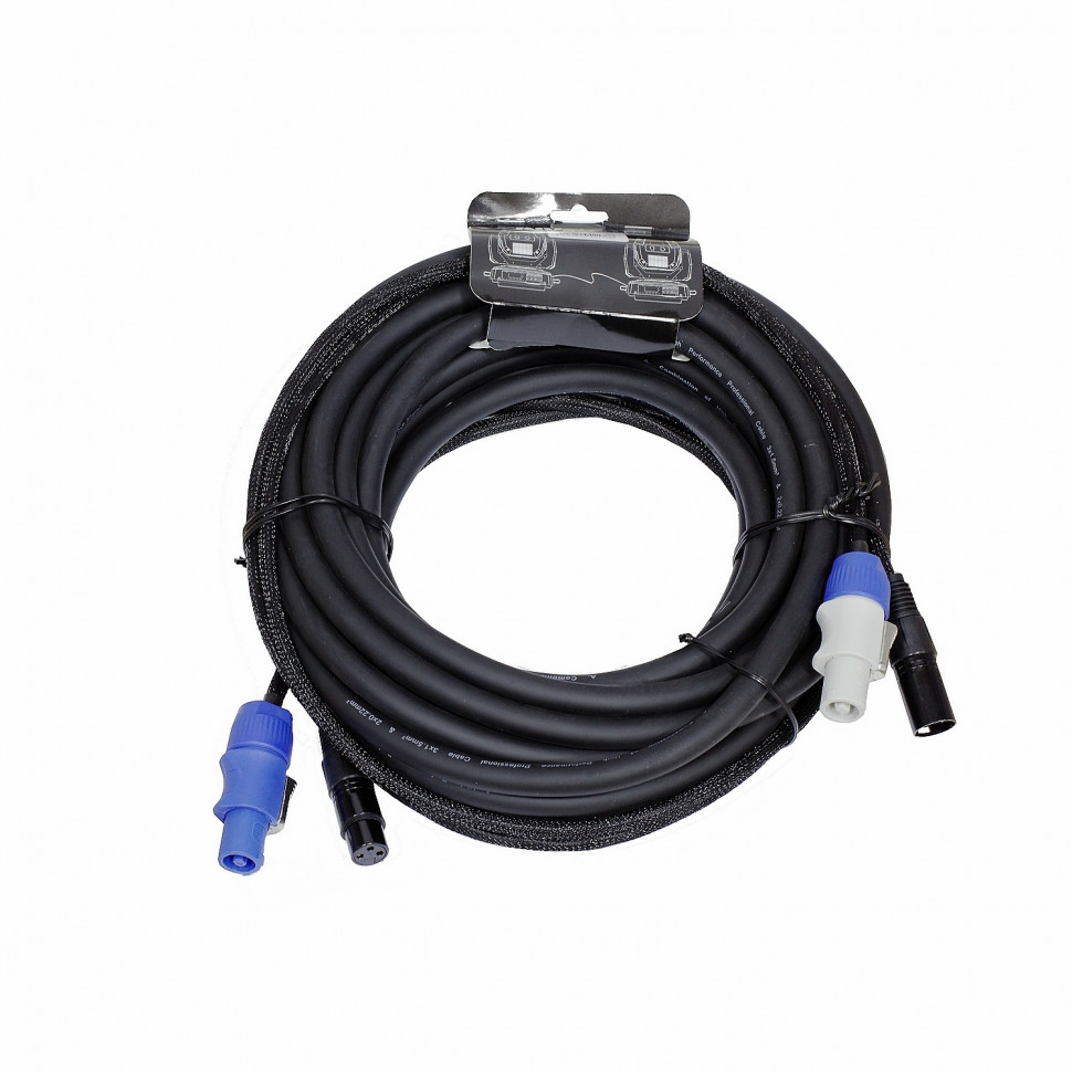 Кабель смежный INVOTONE ADPC1010 3х1.5мм & 2х0.22мм; PowerCon in/out - XLR DMX in/out; 10м