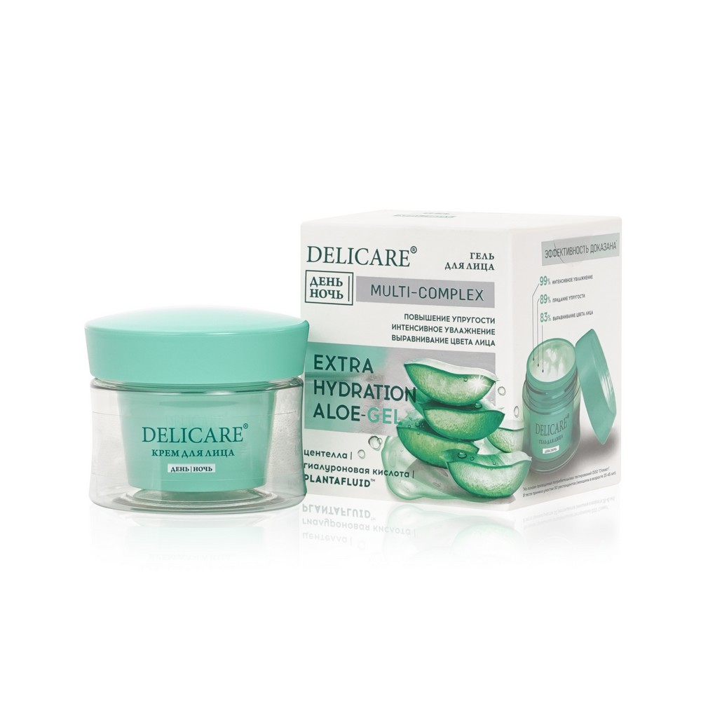 Увлажняющий гиалуроновый гель для лица Delicare Extra Hydration Aloe-gel 50мл limoni гель крем для лица увлажняющий aquamax light hydration 25