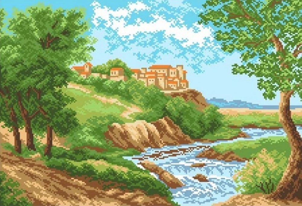 

Рисунок на ткани Среди холмов