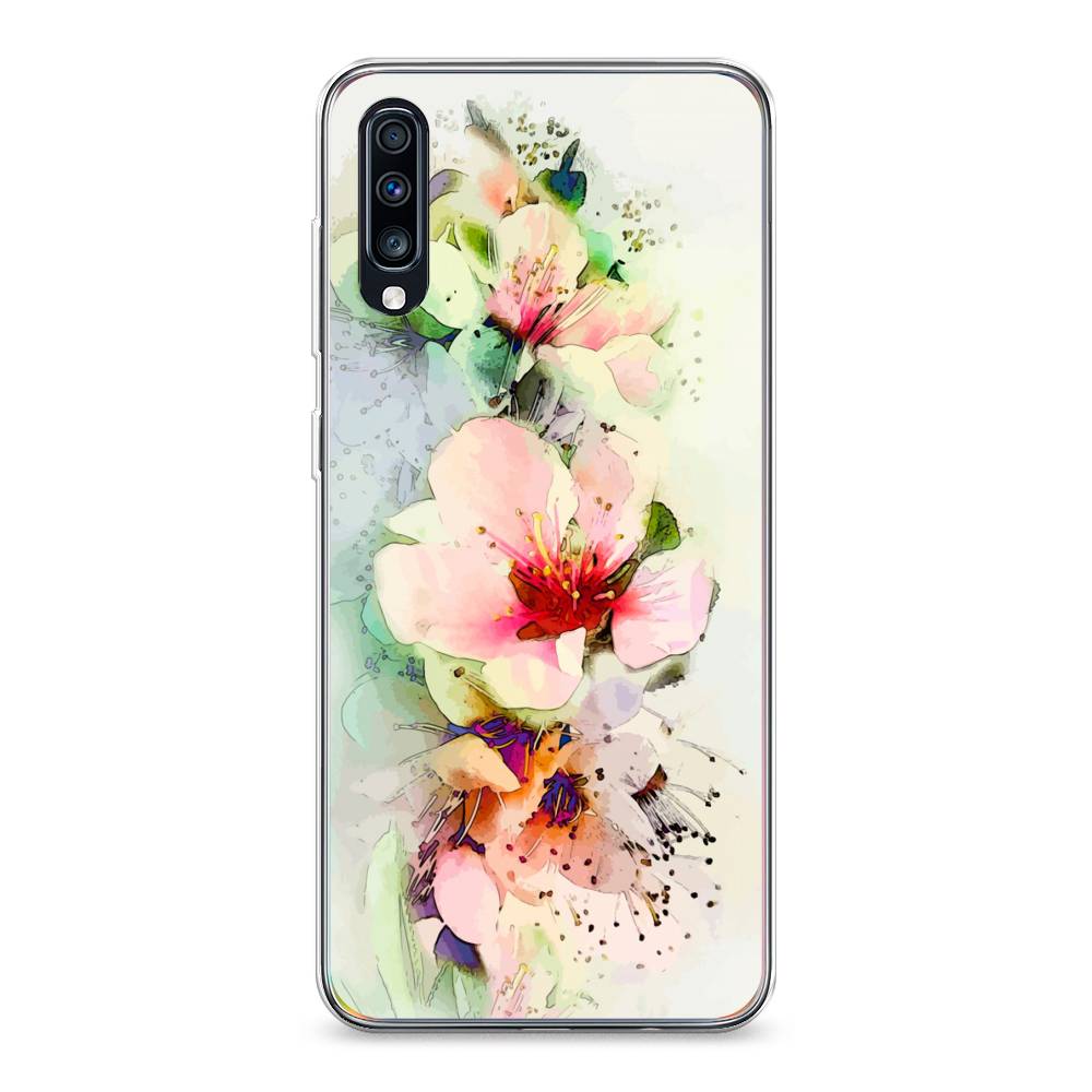 

Чехол на Samsung Galaxy A70 "Нежные цветы", Зеленый;розовый, 28150-2