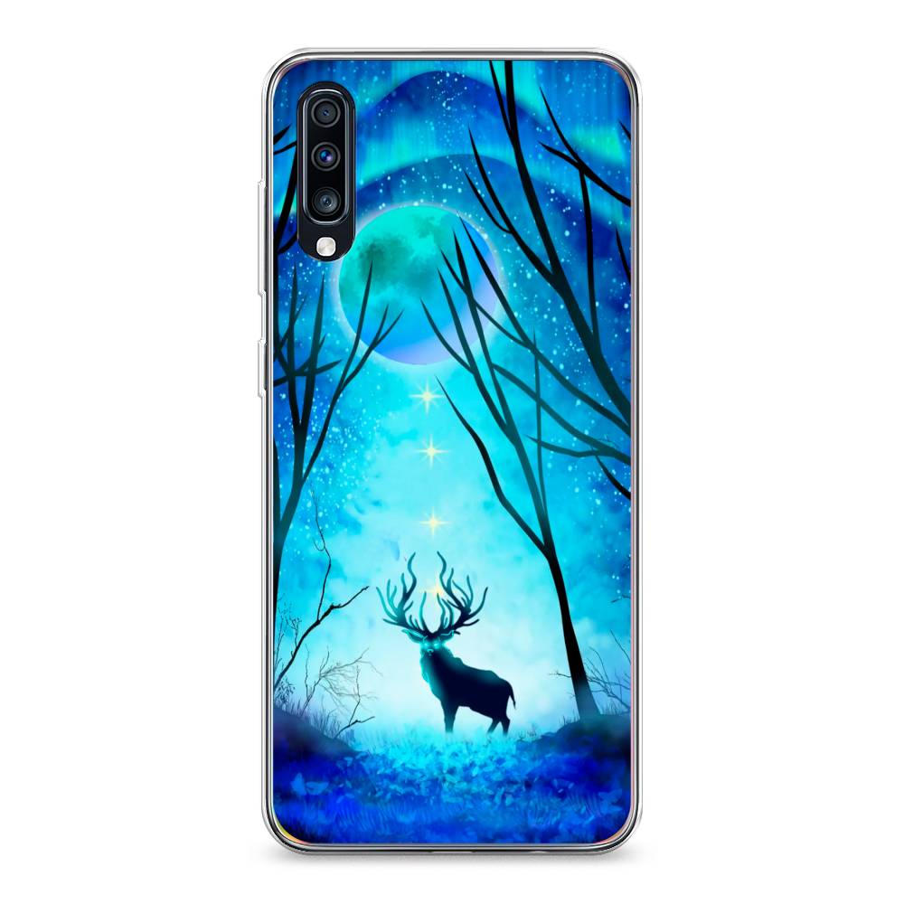 

Чехол на Samsung Galaxy A70 "Олень северное сияние", Синий;черный;голубой, 28150-1
