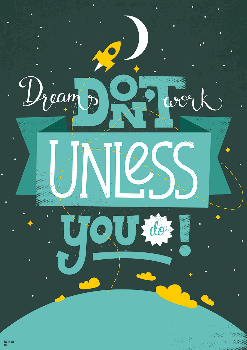 

Большой мотивационный постер на стену Dream Work 60х90 см без рамы, MMDONTUNLESS