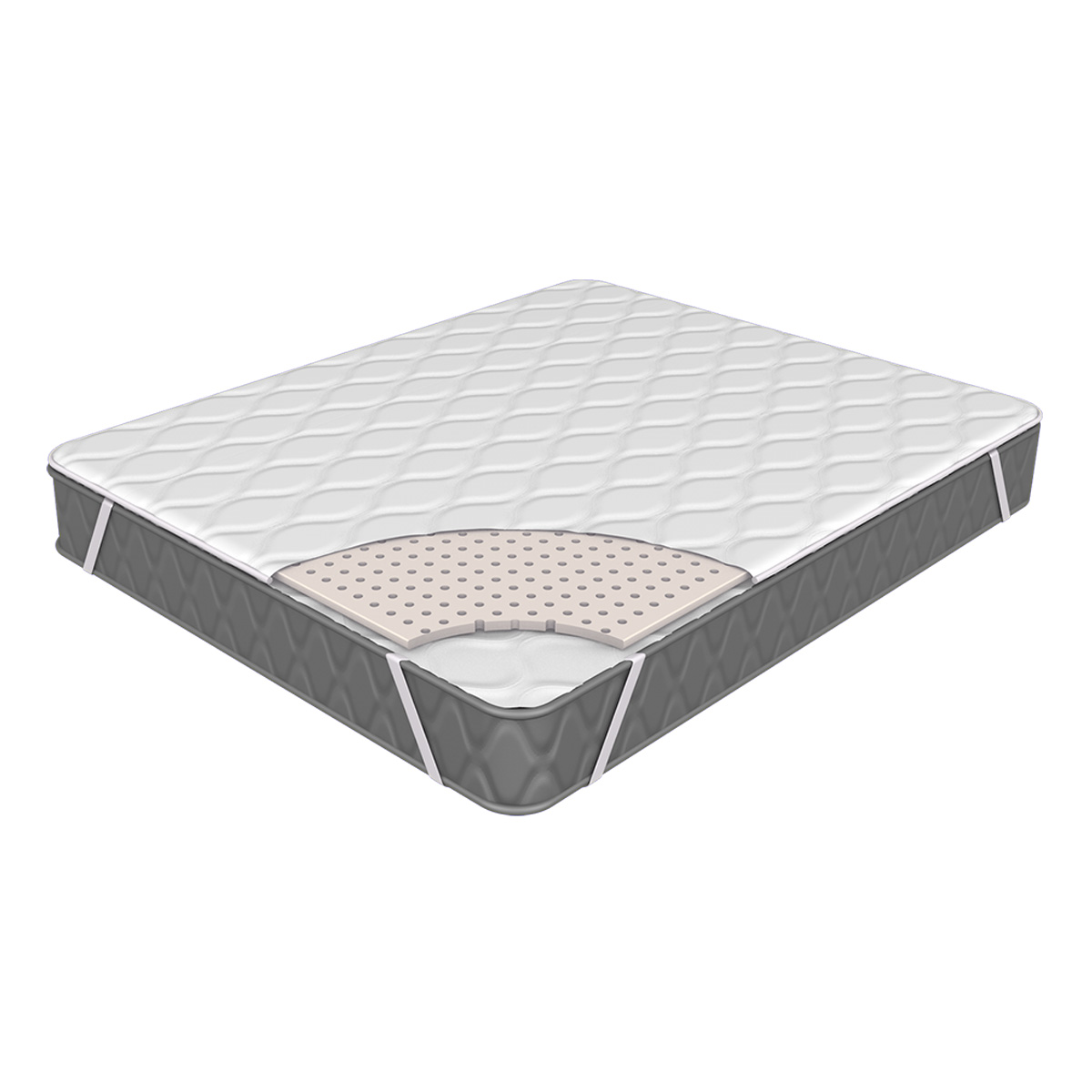 

Топпер Класс Матрас Latex 4x120x190 см латекс стеганый жаккард хлопок, Белый, LATEX
