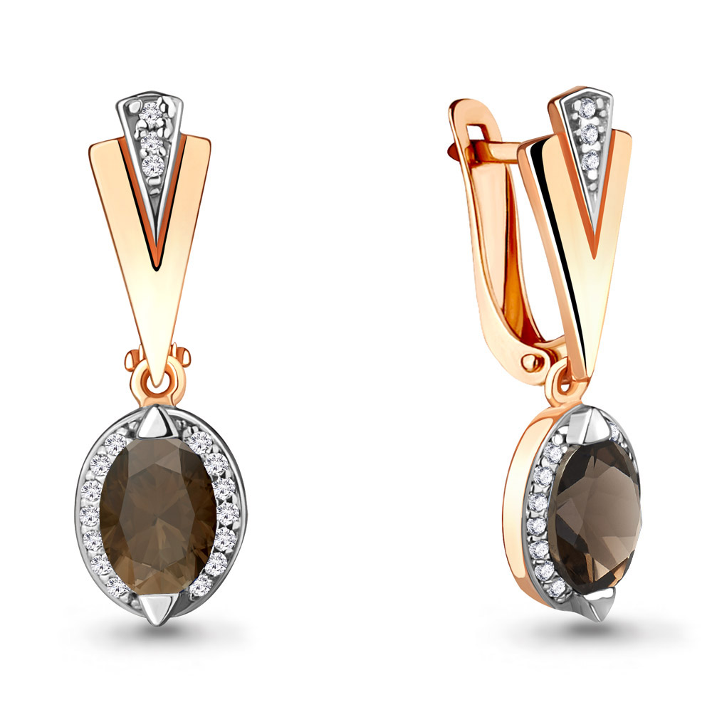 

Серьги подвески из серебра с кварцем/фианитом Aquamarine 4387901А, 4387901А_925_з