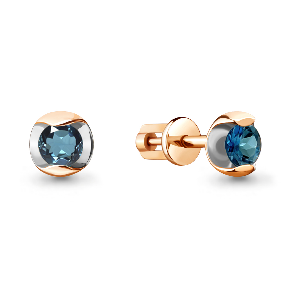 

Серьги-пусеты из красного золота с топазом Aquamarine 4715508, 4715508_585_кз