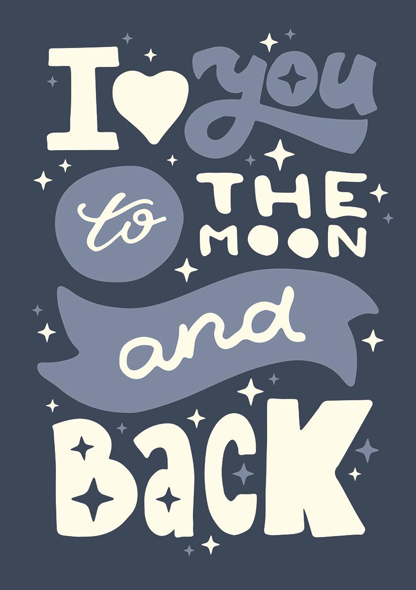 

Большой мотивационный постер на стену I Love You Moon 50х70 см без рамы, MMLOVEYOUTO