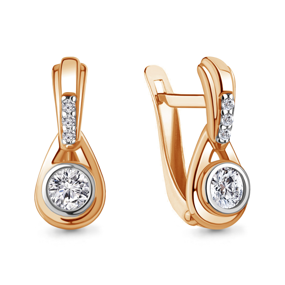 

Серьги из красного золота с фианитом Aquamarine 49435А, 49435А_585_кз