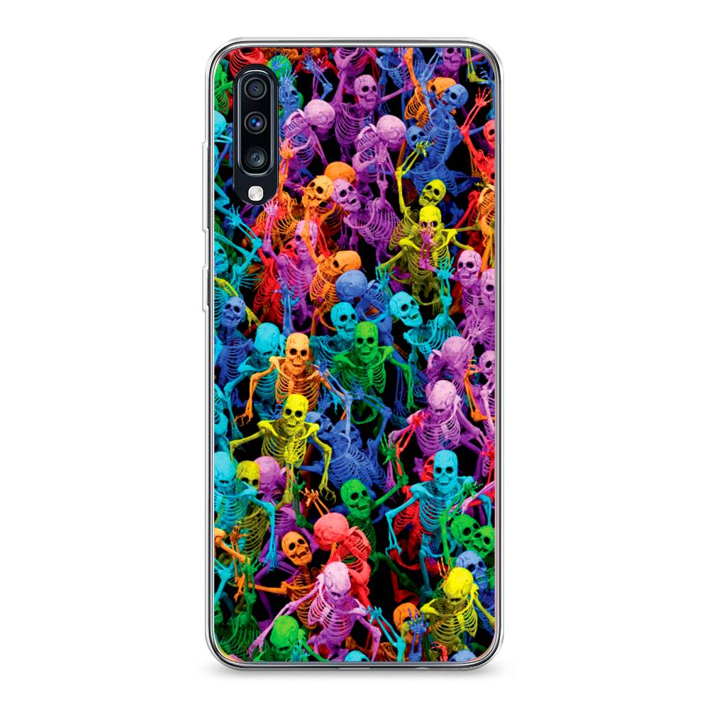 

Чехол на Samsung Galaxy A70 "Вечеринка скелетов", Фиолетовый;желтый;оранжевый, 28150-6