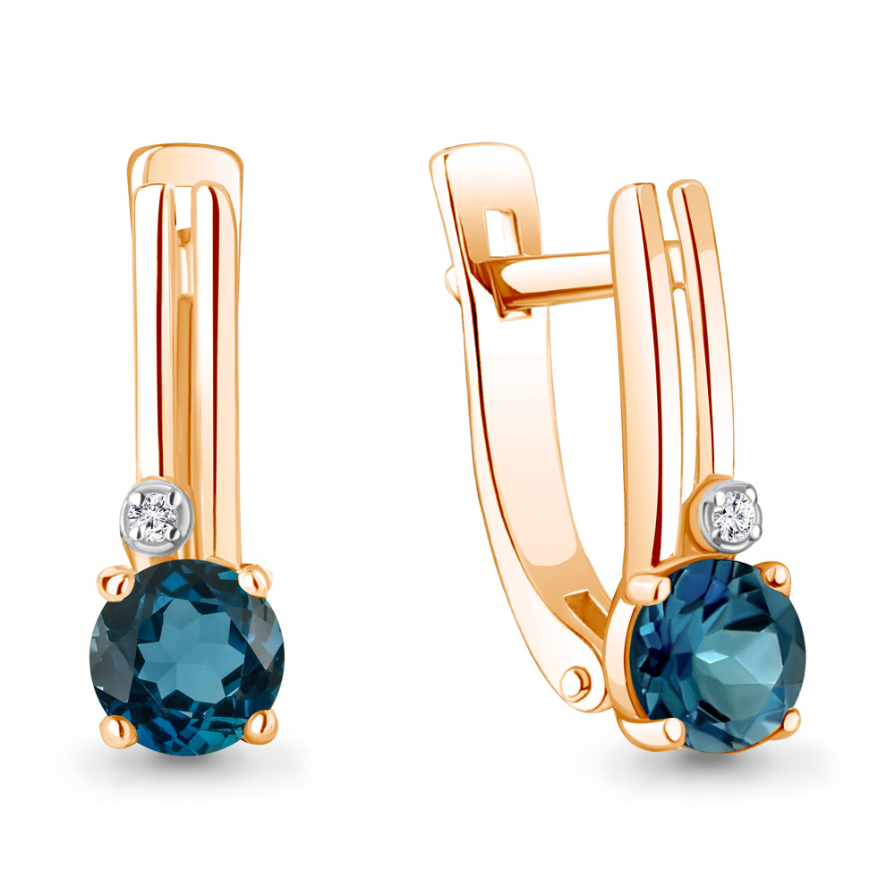 

Серьги из красного золота с бриллиантом/топазом Aquamarine 942920к, 942920к_585_кз