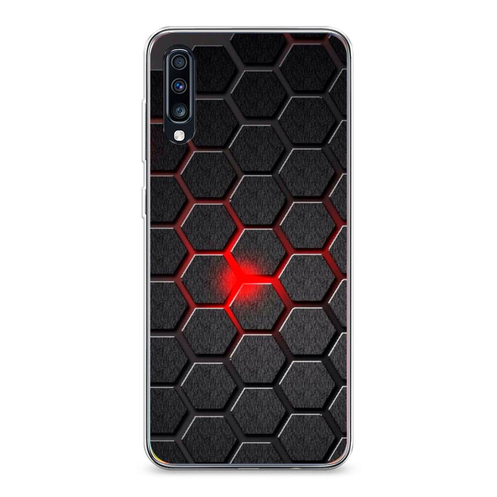 

Чехол на Samsung Galaxy A70 "Соты красные", Красный;черный;серый, 28150-3