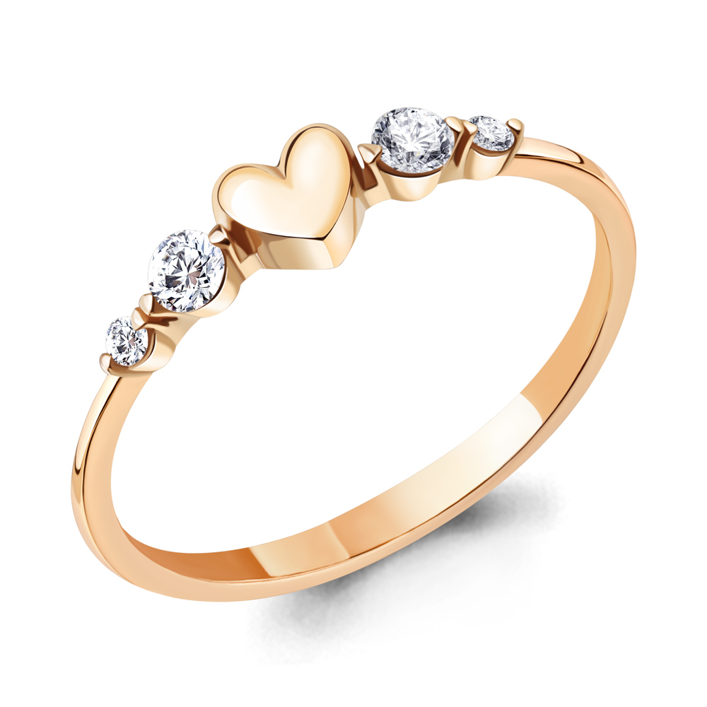 

Кольцо из красного золота с фианитом р. Aquamarine 67448, 67448_585_кз