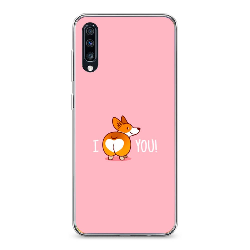 

Чехол на Samsung Galaxy A70 "Корги I love you", Розовый;коричневый;белый, 28150-1