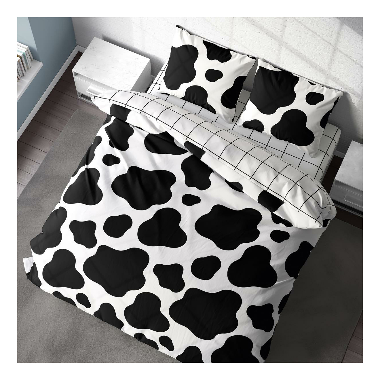фото Комплект постельного белья juno crazy getup cow 1,5-спальный перкаль черно-белый