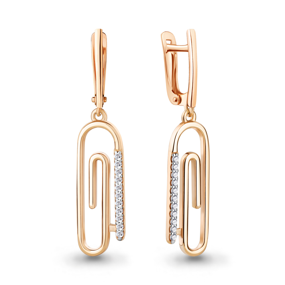 

Серьги подвески из красного золота с фианитом Aquamarine 49702А, 49702А_585_кз