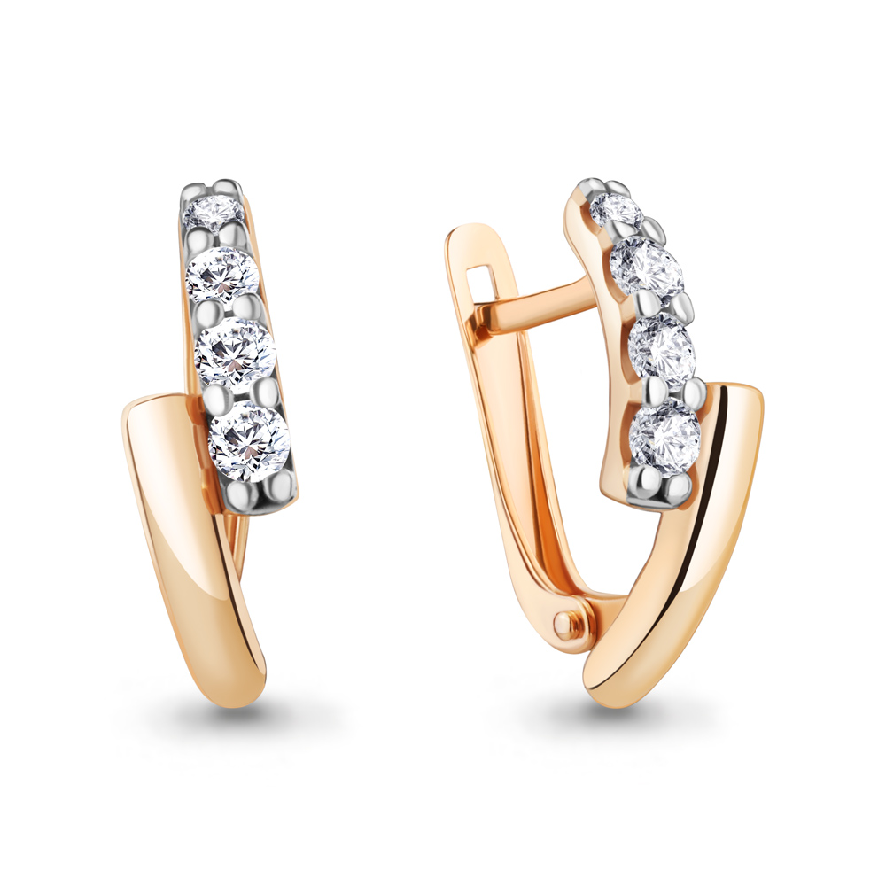 

Серьги из красного золота с фианитом Aquamarine 49703А, 49703А_585_кз