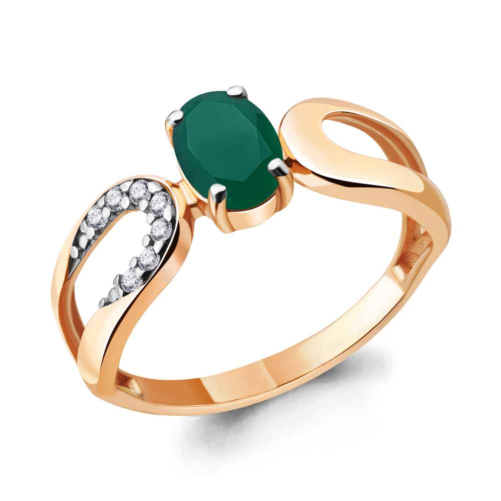 

Кольцо из серебра с агатом/фианитом р., Aquamarine 6931809А, 6931809А_925_з