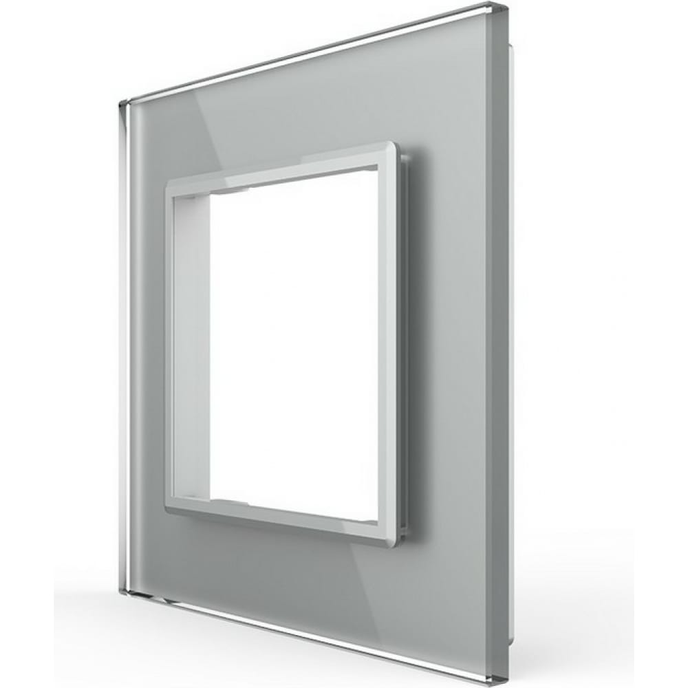LIVOLO Рамка для розетки 1 пост, цвет серый, стекло BB-C7-SR-15