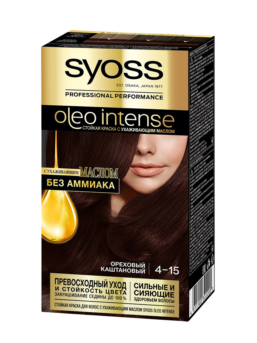 Стойкая краска для волос Syoss Oleo Intense т.4-15 Ореховый каштановый воткинская мануфактура аромасвеча с маркировкой бананово ореховый хлеб 120