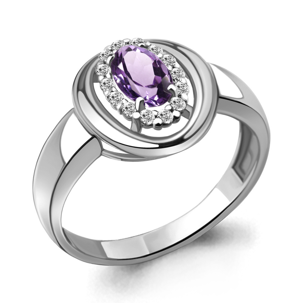 

Кольцо из серебра с аметистом/фианитом р. Aquamarine 6955804А, 6955804А_925_р