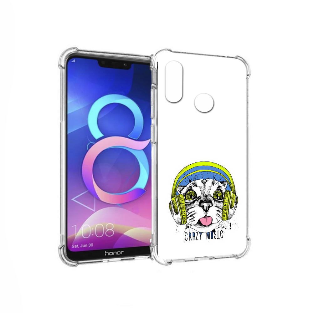 Чехол MyPads Tocco для Honor 8C кошка в наушниках рисунок (PT121522.29.403)