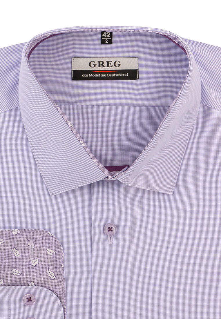 

Рубашка мужская Greg 01-00010019 фиолетовая 38, Фиолетовый, 01-00010019