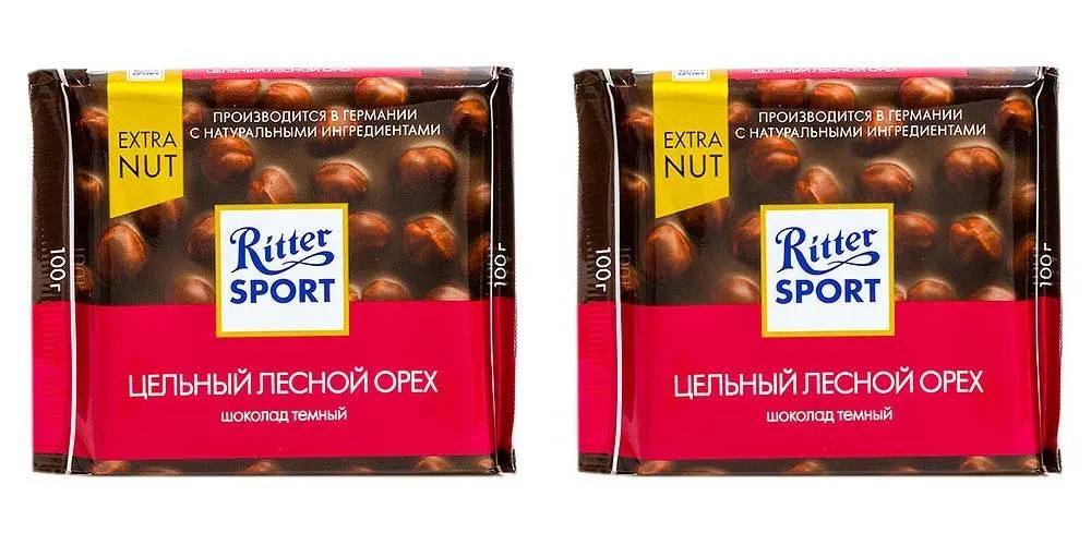 

Шоколад Темный Ritter Sport с Цельным лесным орехом, Extra, 100 г х 2 шт