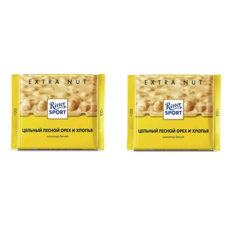 

Шоколад Белый Ritter Sport с цельным лесным орехом и хлопьями, 100 г х 2 шт