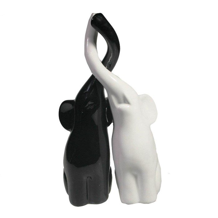 Фигура декоративная Пара слонов, черный-белый, 16см