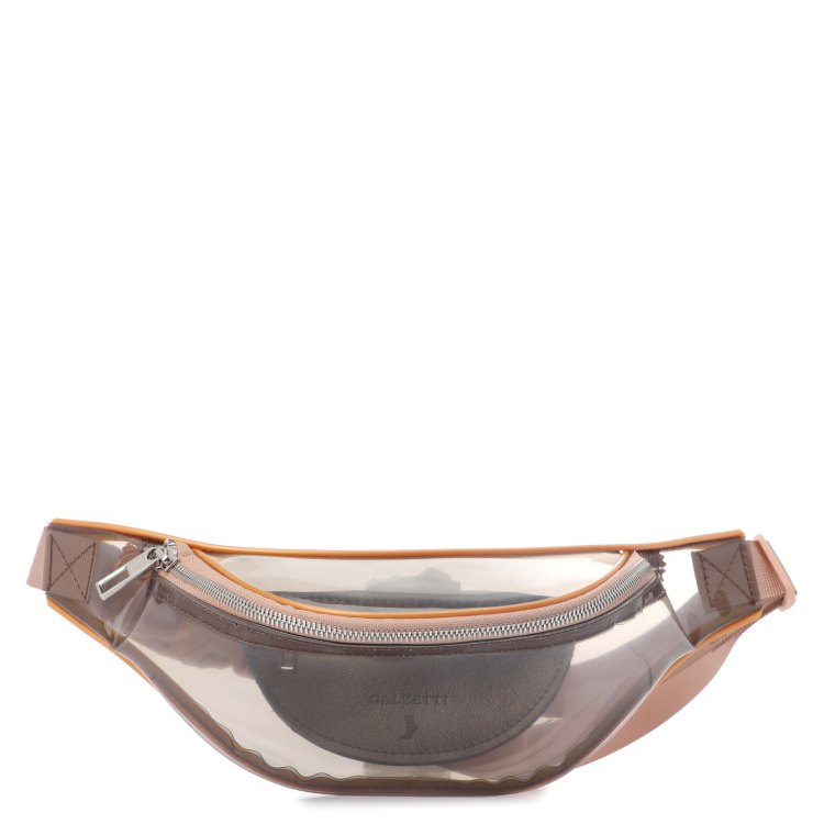фото Поясная сумка женская calzetti transparent belt bag new серо-коричневая