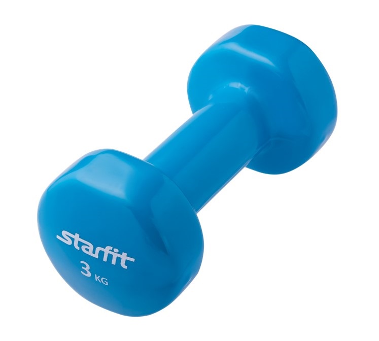 фото Гантель виниловая starfit db-101 3 кг(синий)