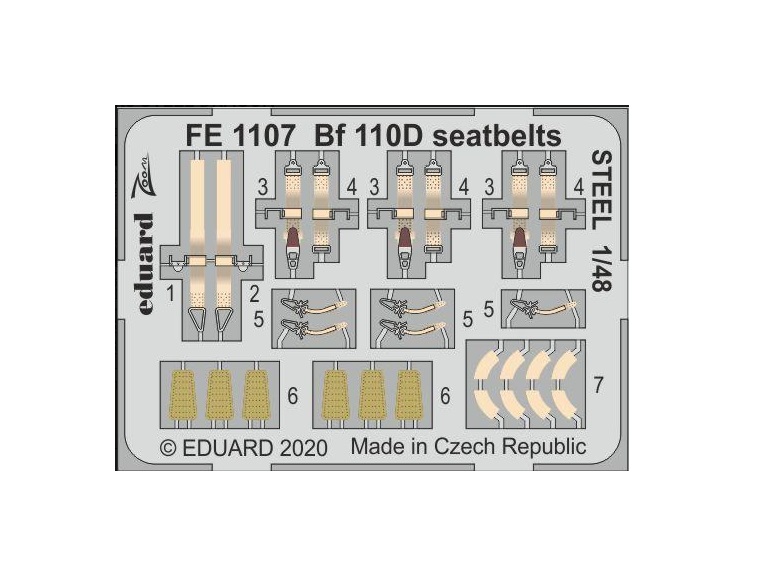 фото Фототравление eduard fe1107 bf 110d ремни безопасности 1/48
